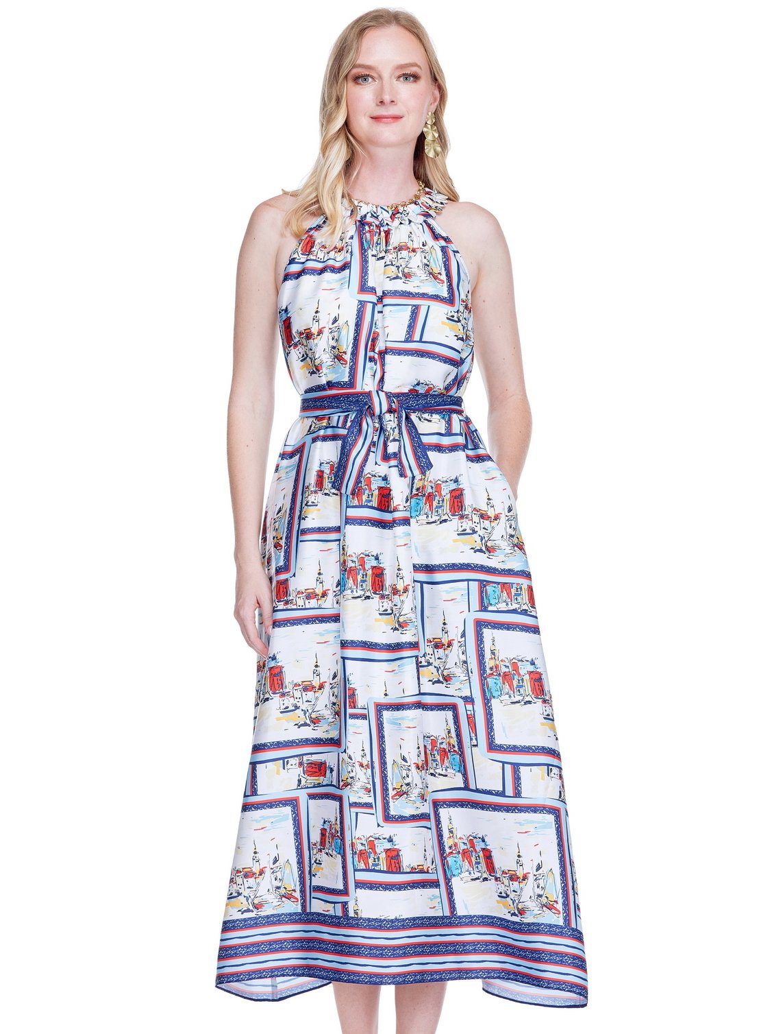 JADE Harbour Postcards Halter Midi Dress