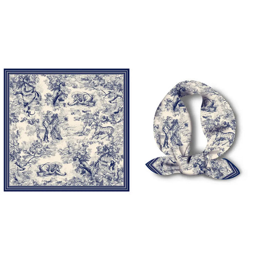 Navy Toile Neck Scarf