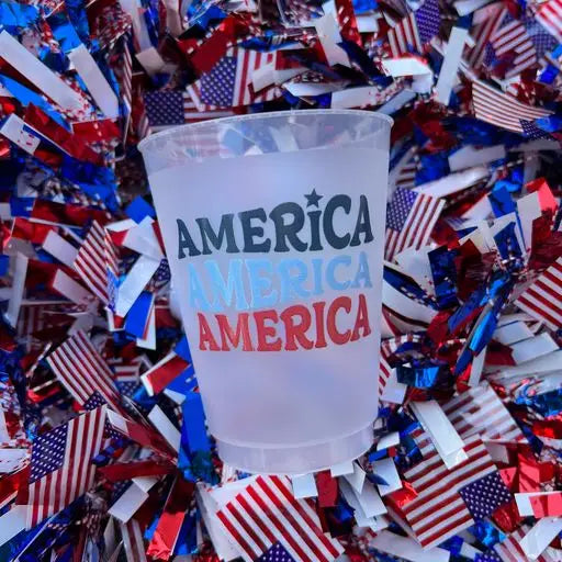 America x 3 Frosted 8 oz. Cups - 10 pack