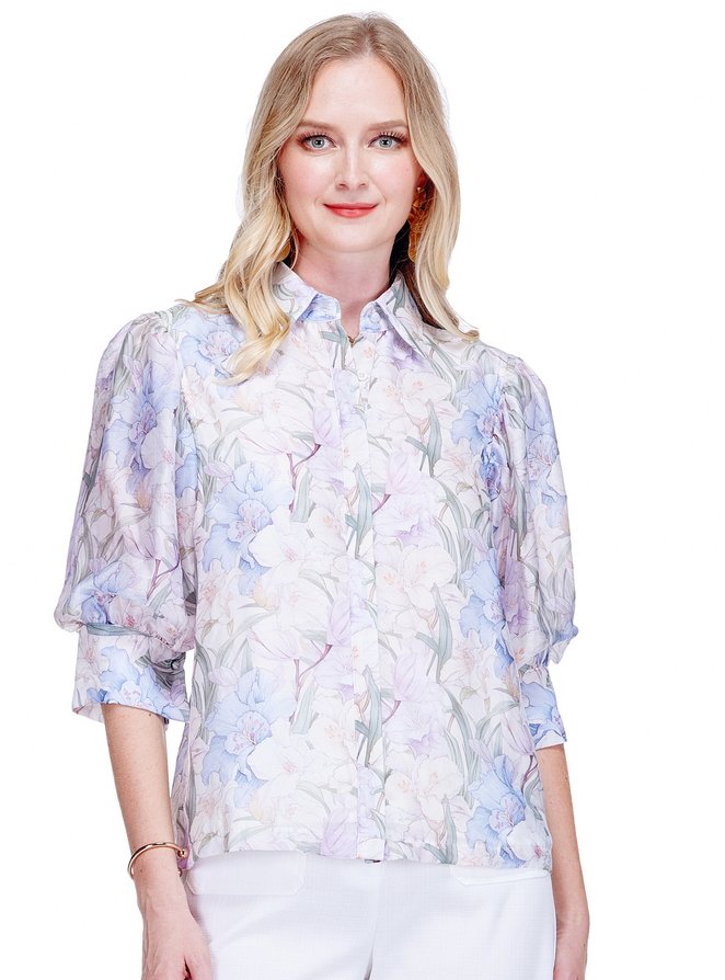 JADE Whispering Lillies Puff Sleeve Shirt