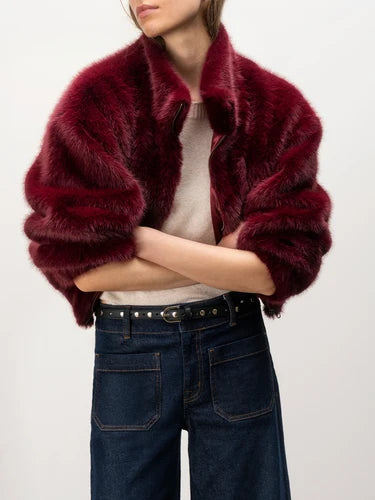 SANCTUARY Bordeaux Everest Fur Bomber