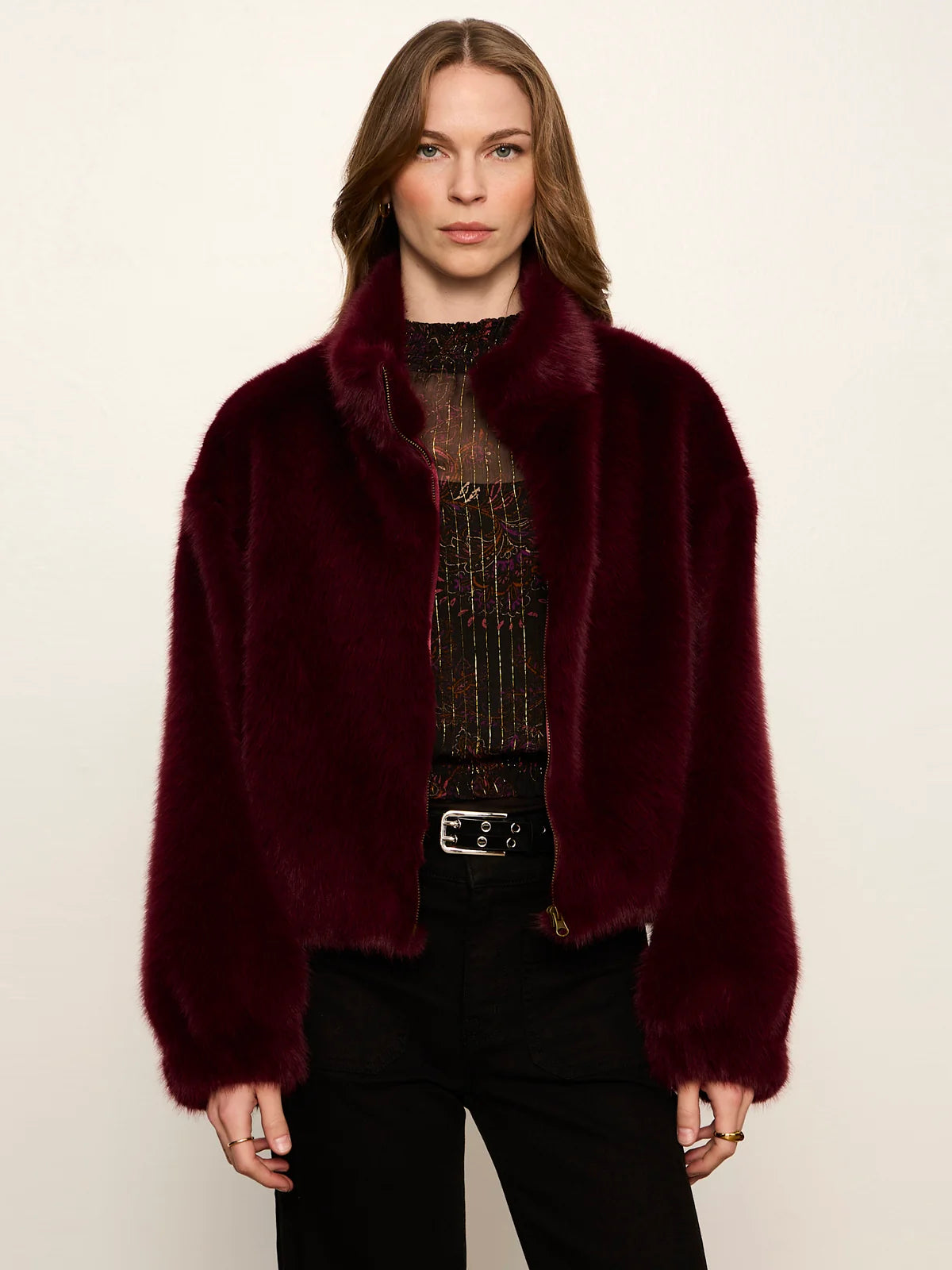 SANCTUARY Bordeaux Everest Fur Bomber