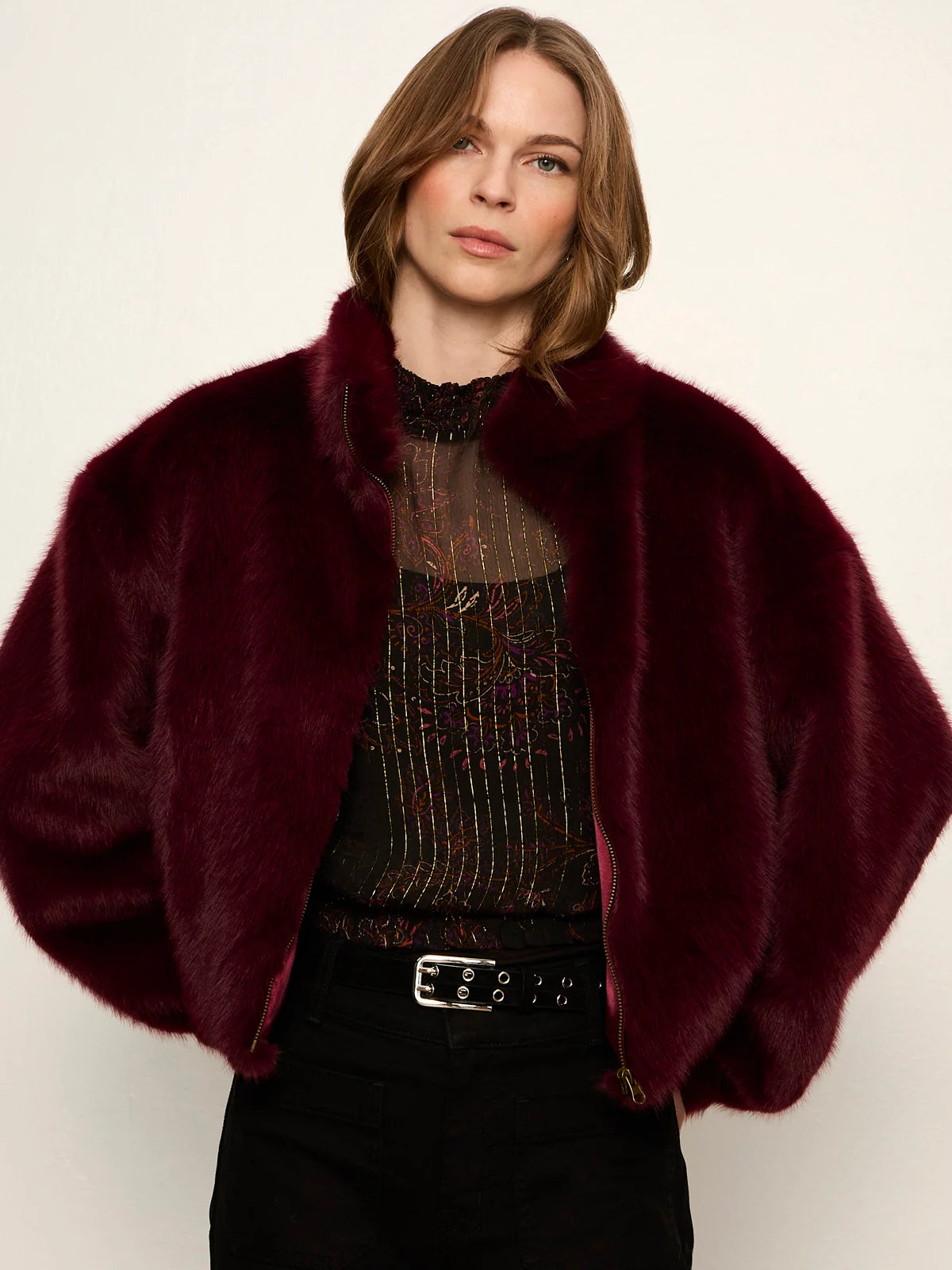 SANCTUARY Bordeaux Everest Fur Bomber
