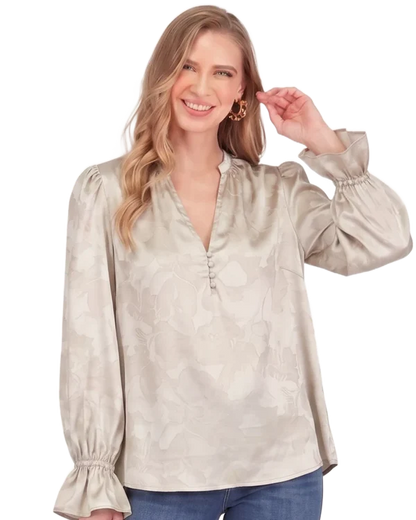 JOY JOY Bone Split Neck Top