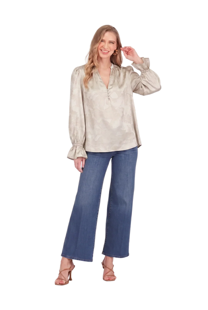 JOY JOY Bone Split Neck Top