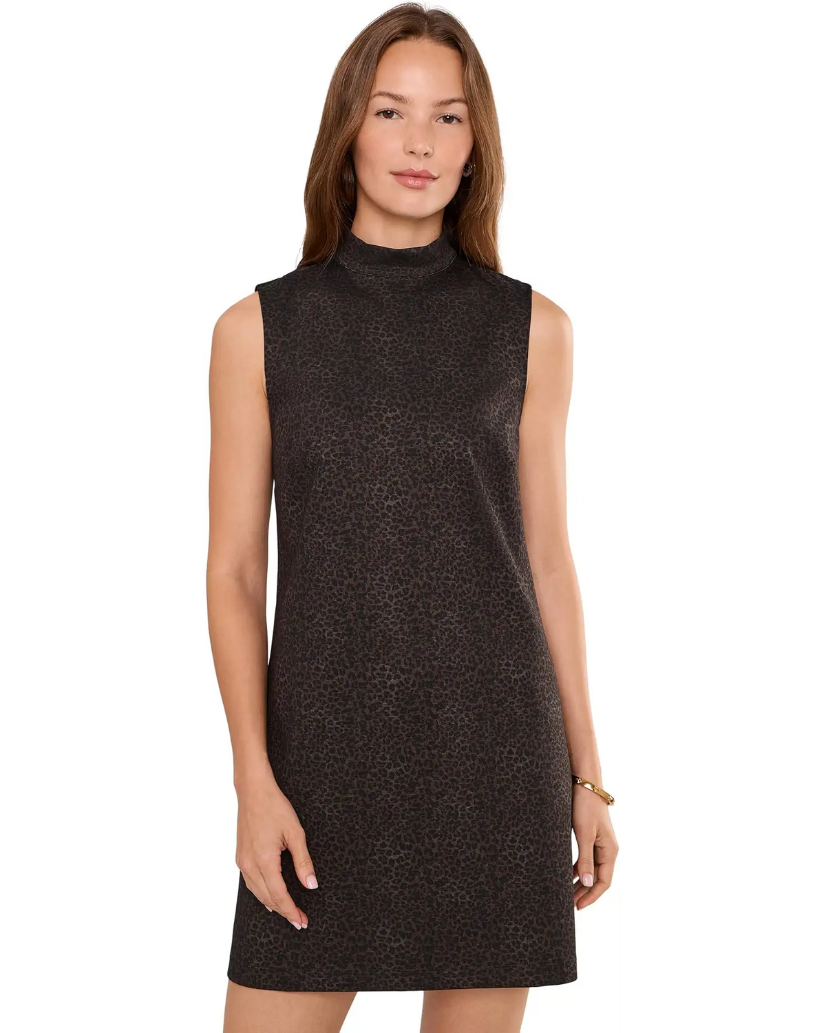 SANCTUARY Briar Mock Shift Knit Dress Espresso Leo