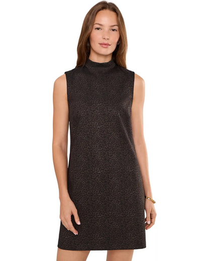 SANCTUARY Briar Mock Shift Knit Dress Espresso Leo
