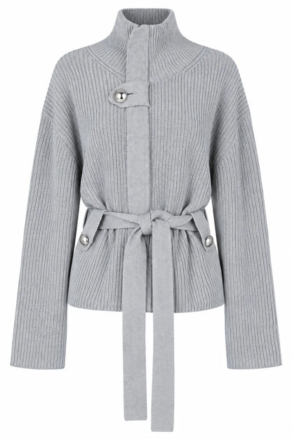 JS71 Heather Grey Cotton Cashmere Blend Carrington Sweater