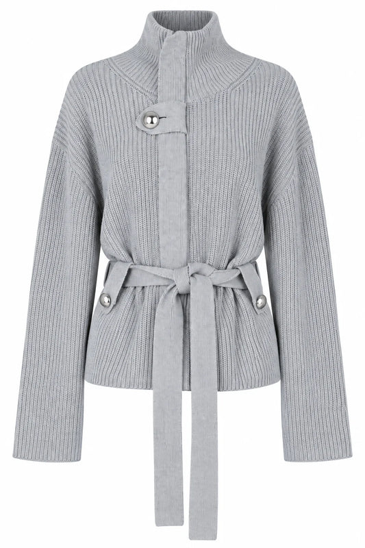 JS71 Heather Grey Cotton Cashmere Blend Carrington Sweater