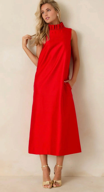 PROSPERINA Cranberry Red Cecily Maxi Dress