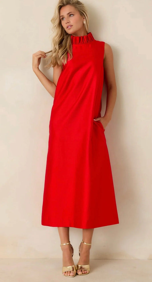 PROSPERINA Cranberry Red Cecily Maxi Dress