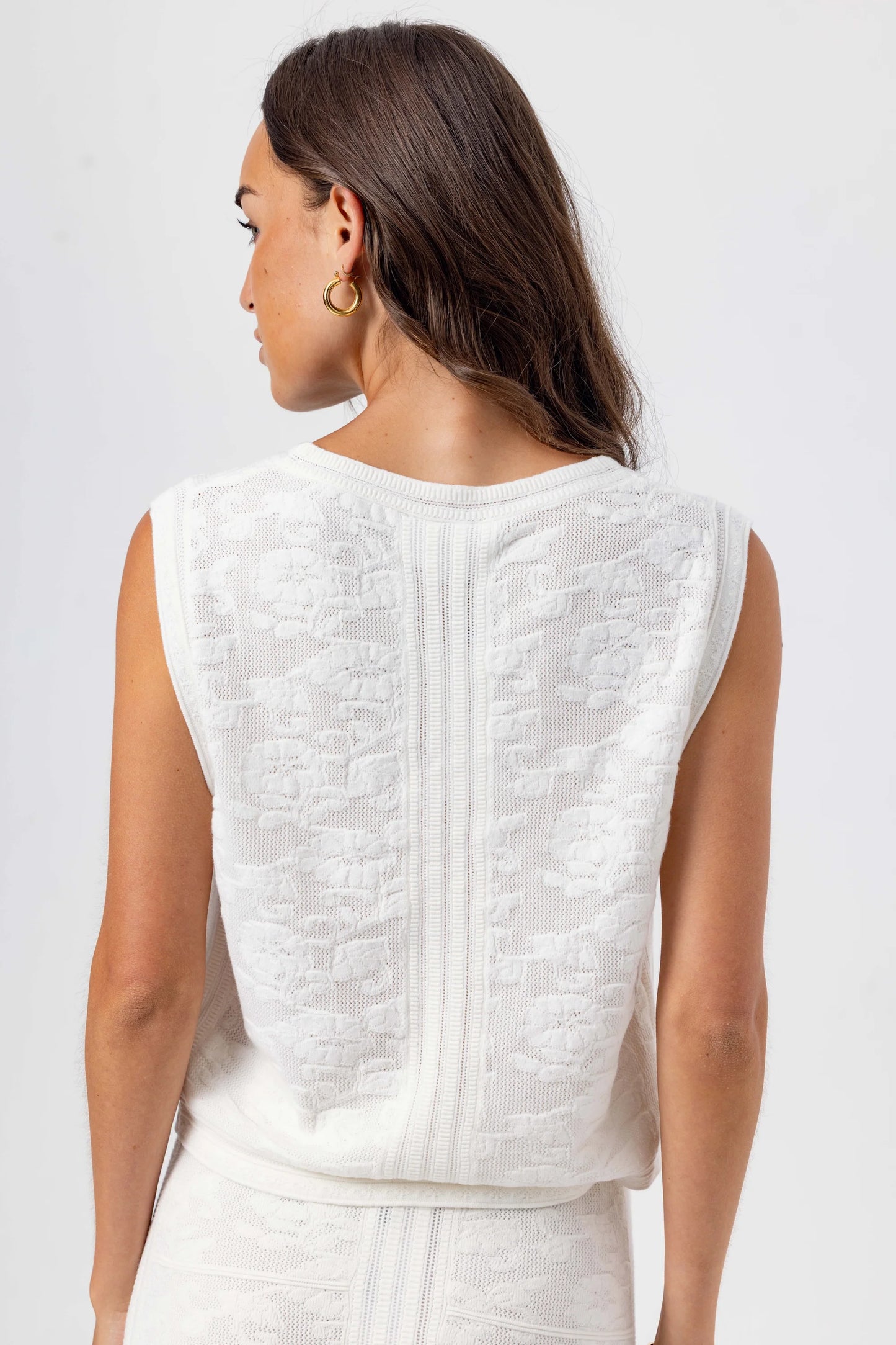 SUNDAYS Clover Knit Vest and Skirt Set - White