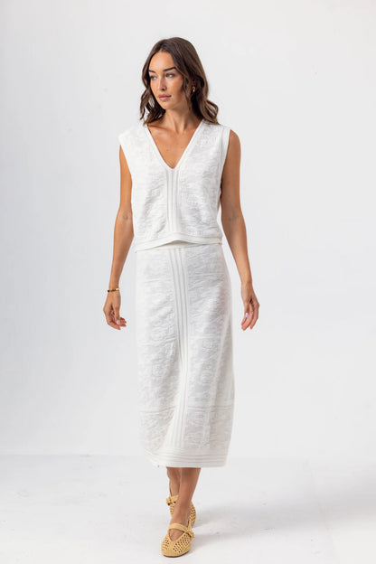 SUNDAYS Clover Knit Vest and Skirt Set - White