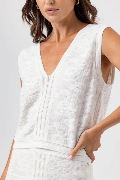 SUNDAYS Clover Knit Vest and Skirt Set - White