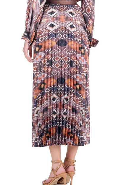 JADE Copper Mesa Pleated Maxi Skirt