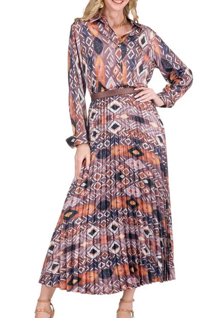 JADE Copper Mesa Pleated Maxi Skirt