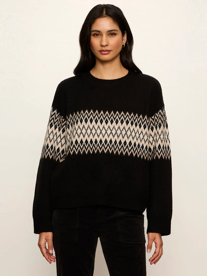 SANCTUARY Espresso Argyle Crew Pullover