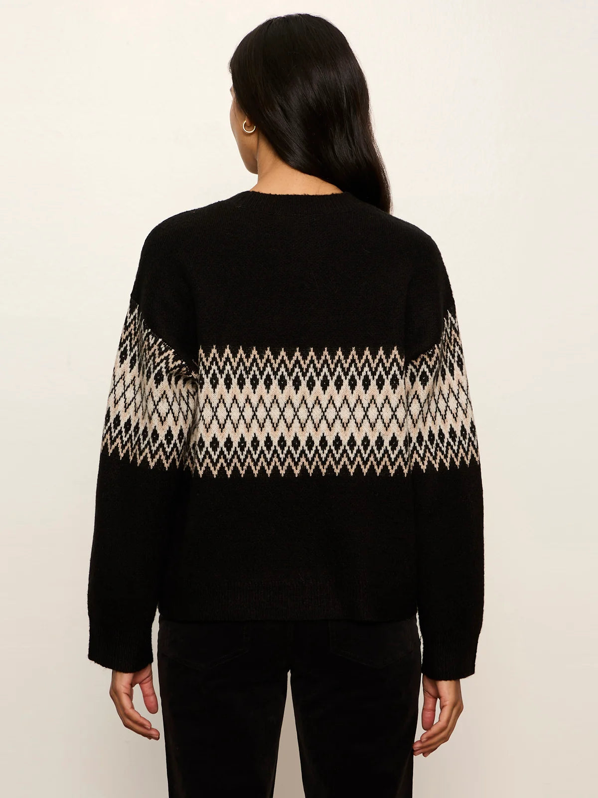 SANCTUARY Espresso Argyle Crew Pullover