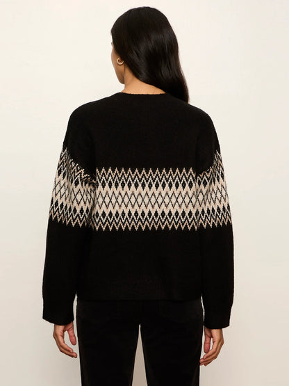 SANCTUARY Espresso Argyle Crew Pullover
