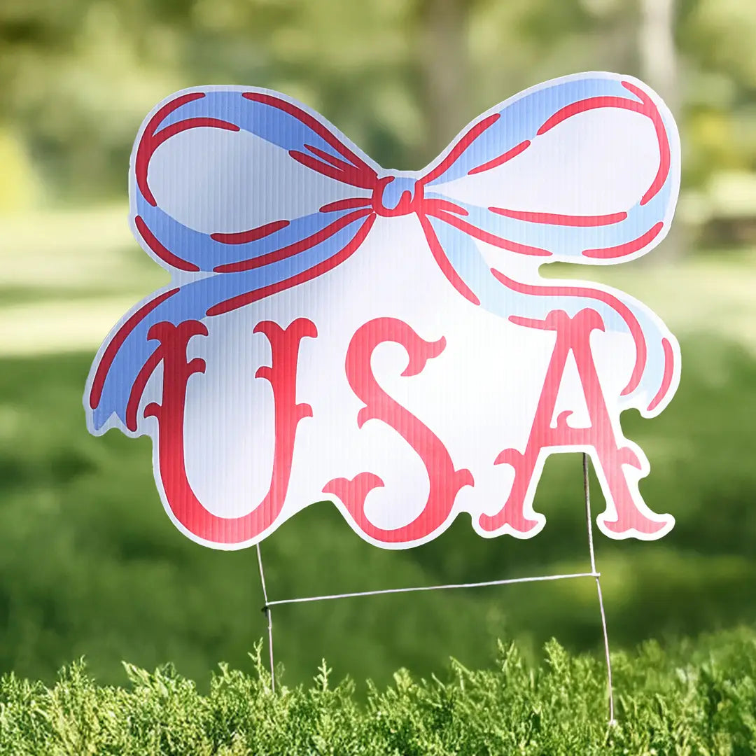 USA Bow Outdoor Garden Stake Yard Sign