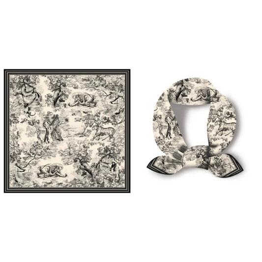 Black Toile Square Neck Scarf