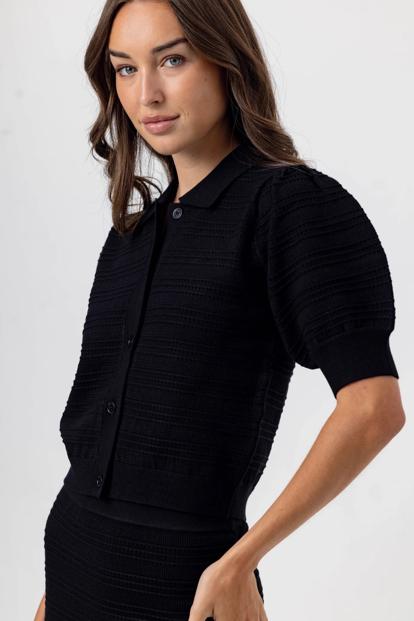 SUNDAYS Black Elia Cardigan and Skirt Set