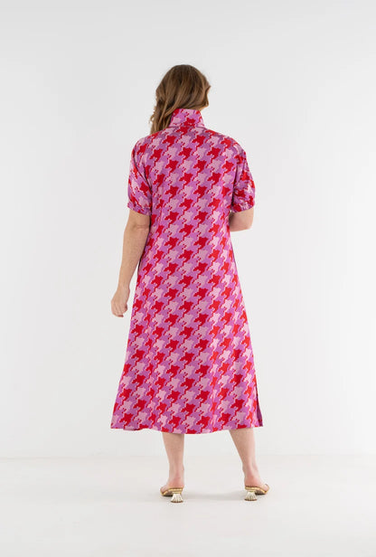 EMILY MCCARTHY Houndstooth Jacquard Poppy Maxi Dress