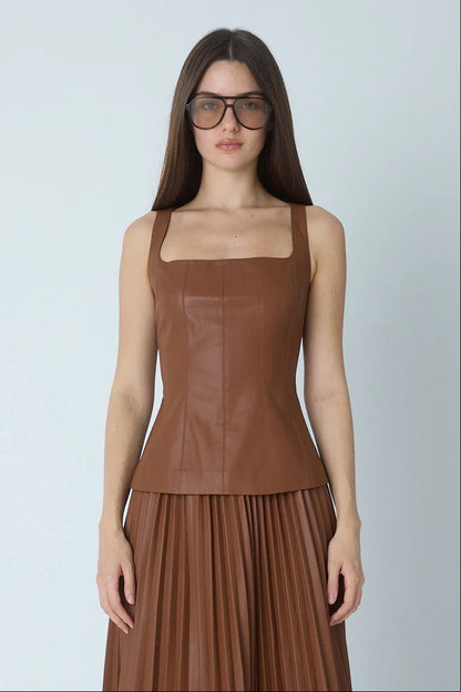 JS71 Faux Leather Copper Enzo Top