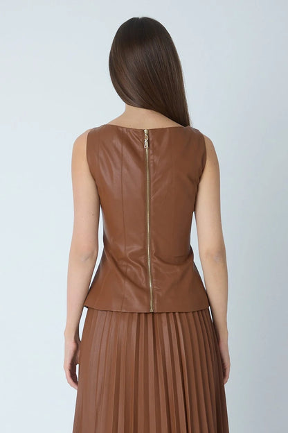 JS71 Faux Leather Copper Enzo Top
