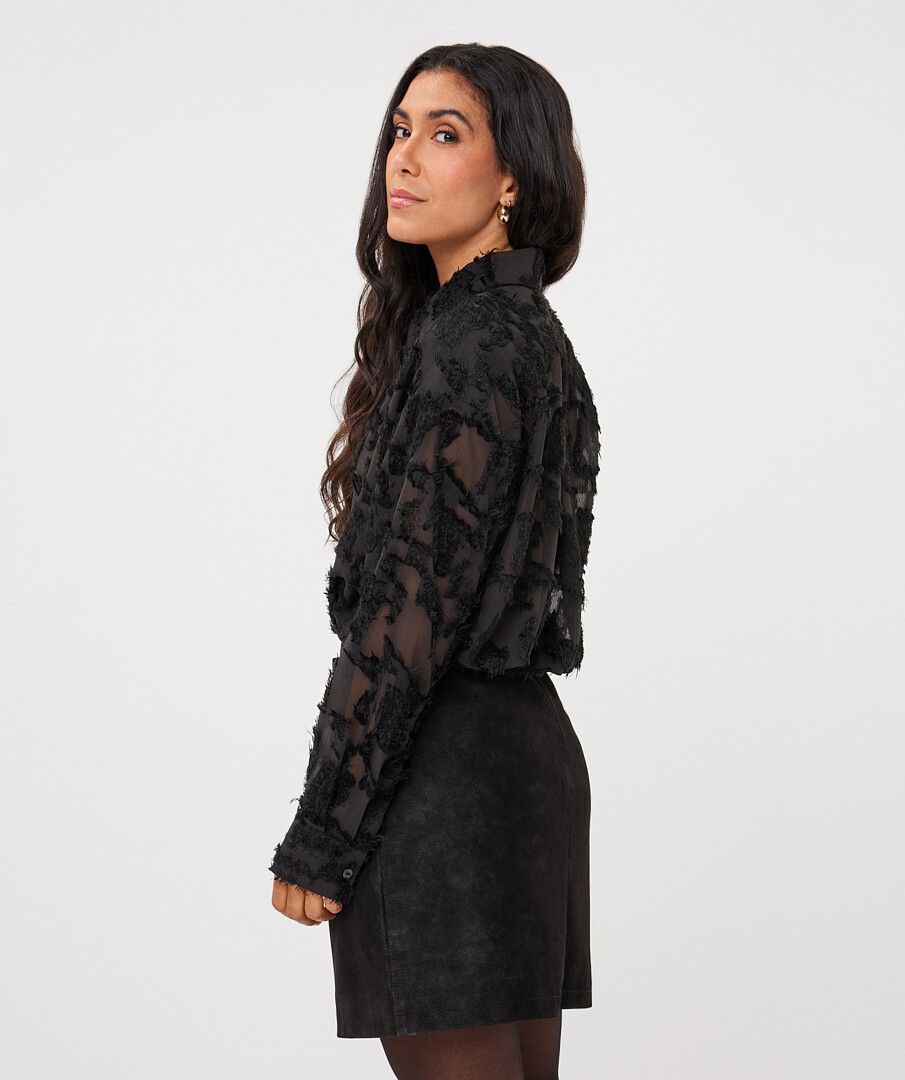 Ava Black Button Down Blouse