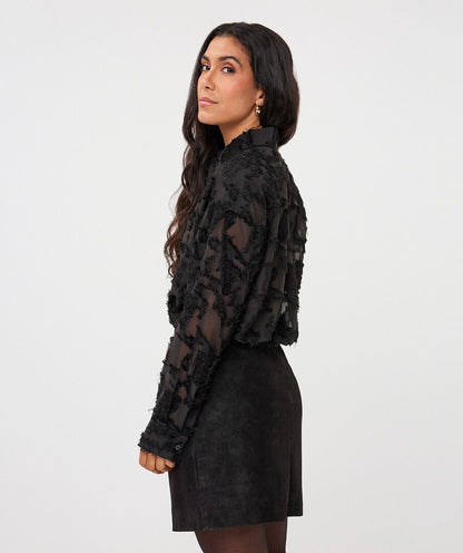 Ava Black Button Down Blouse