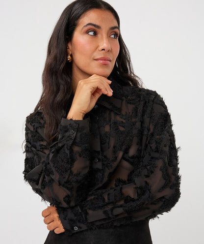 Ava Black Button Down Blouse