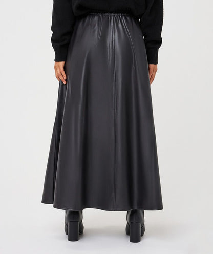 Hillary Black Faux Leather Maxi Skirt