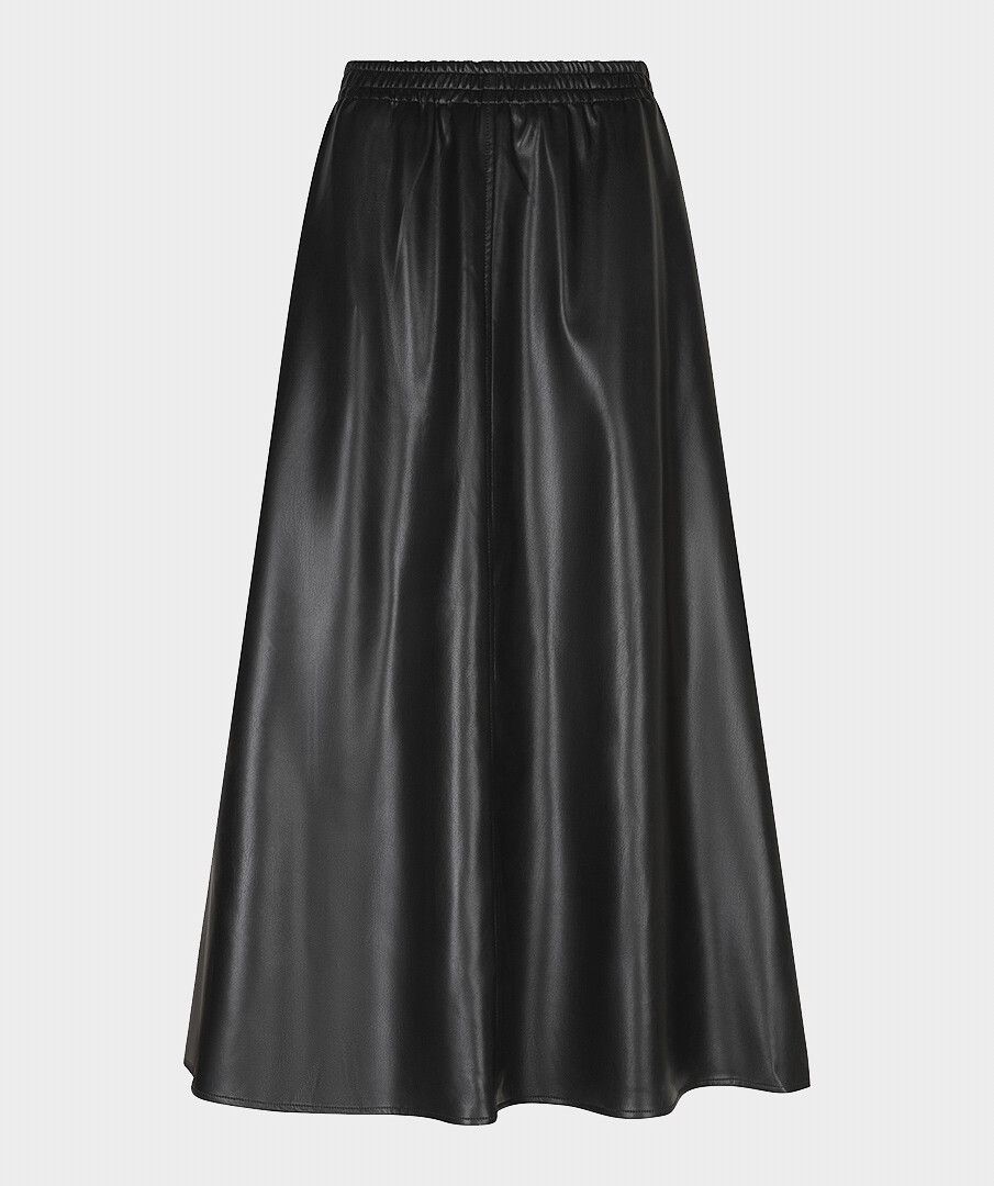Hillary Black Faux Leather Maxi Skirt