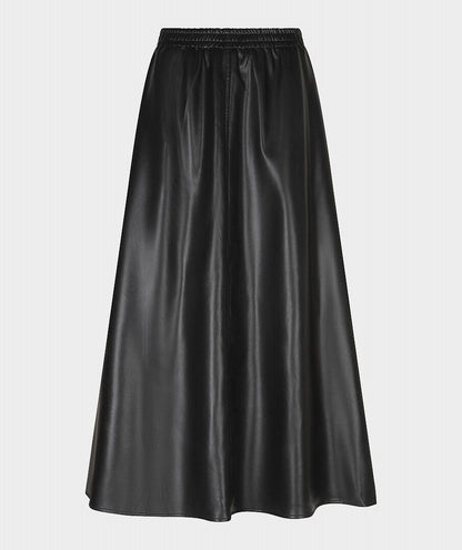 Hillary Black Faux Leather Maxi Skirt