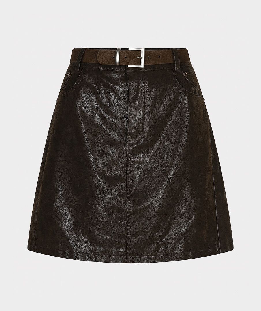 Abigail Brown Leather Like Mini Skirt