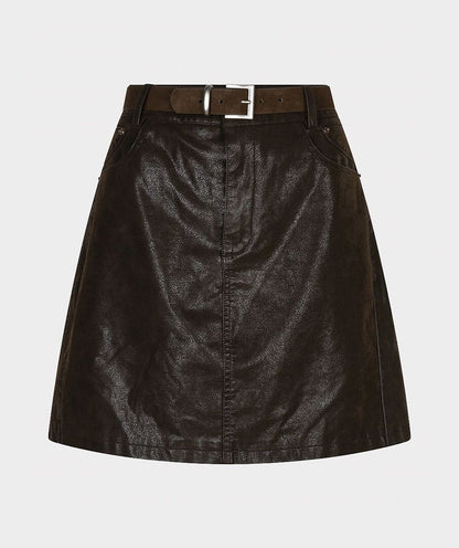 Abigail Brown Leather Like Mini Skirt