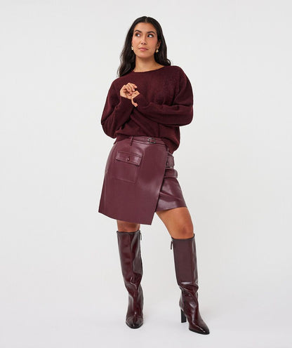 Sydney Burgundy Leather Like Mini Skirt