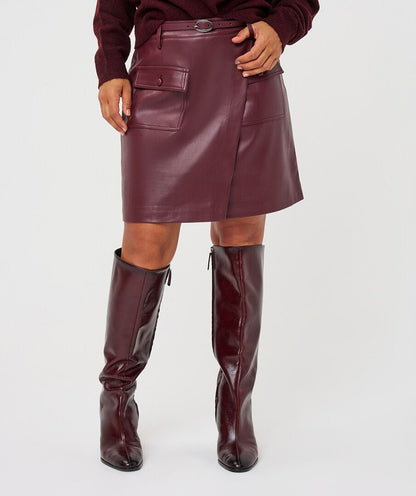 Sydney Burgundy Leather Like Mini Skirt