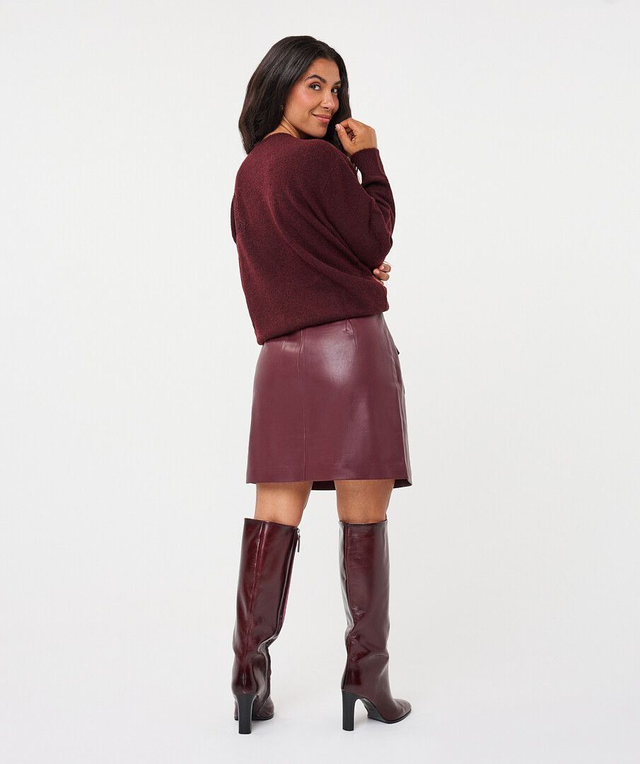 Sydney Burgundy Leather Like Mini Skirt