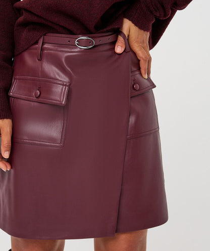 Sydney Burgundy Leather Like Mini Skirt