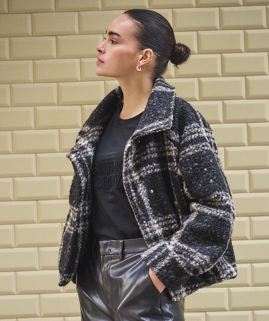 Annika Black and Gray Check Jacket