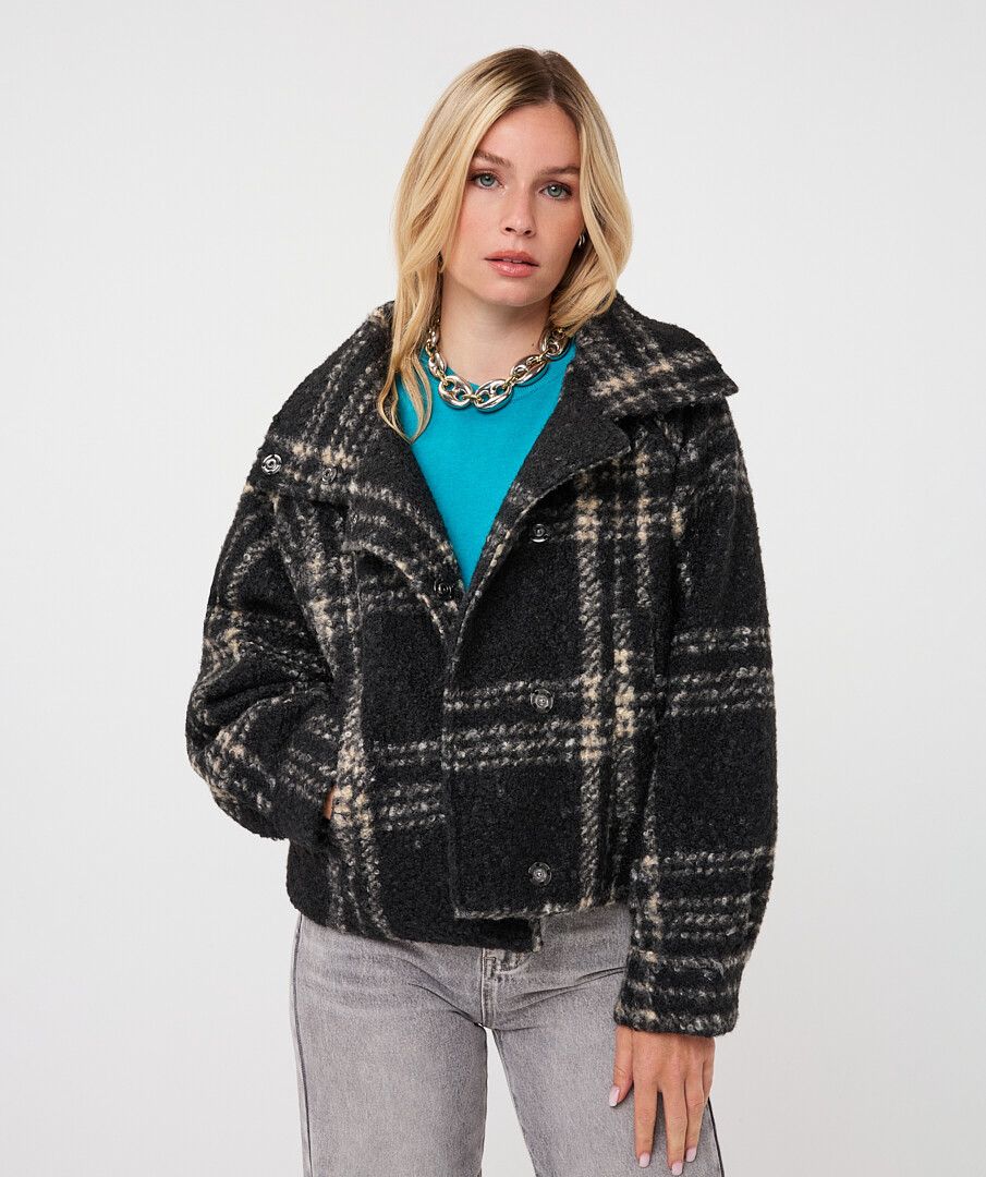 Annika Black and Gray Check Jacket