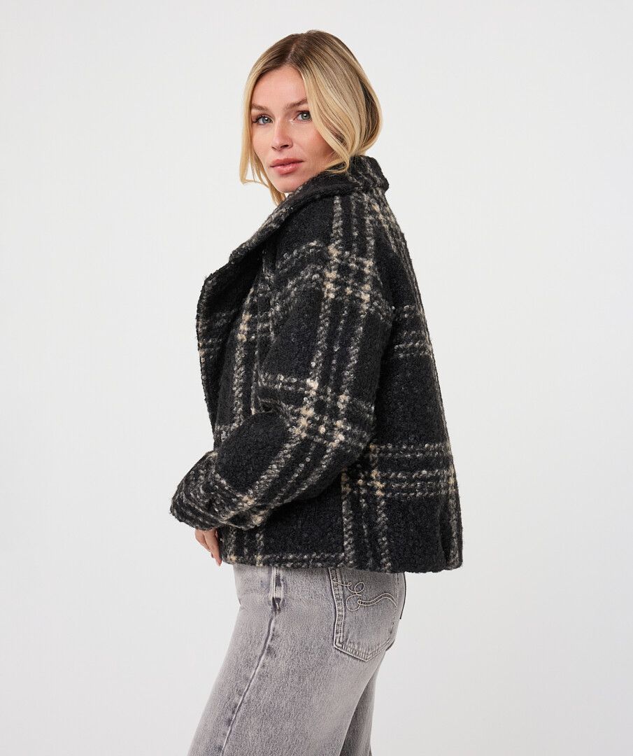 Annika Black and Gray Check Jacket