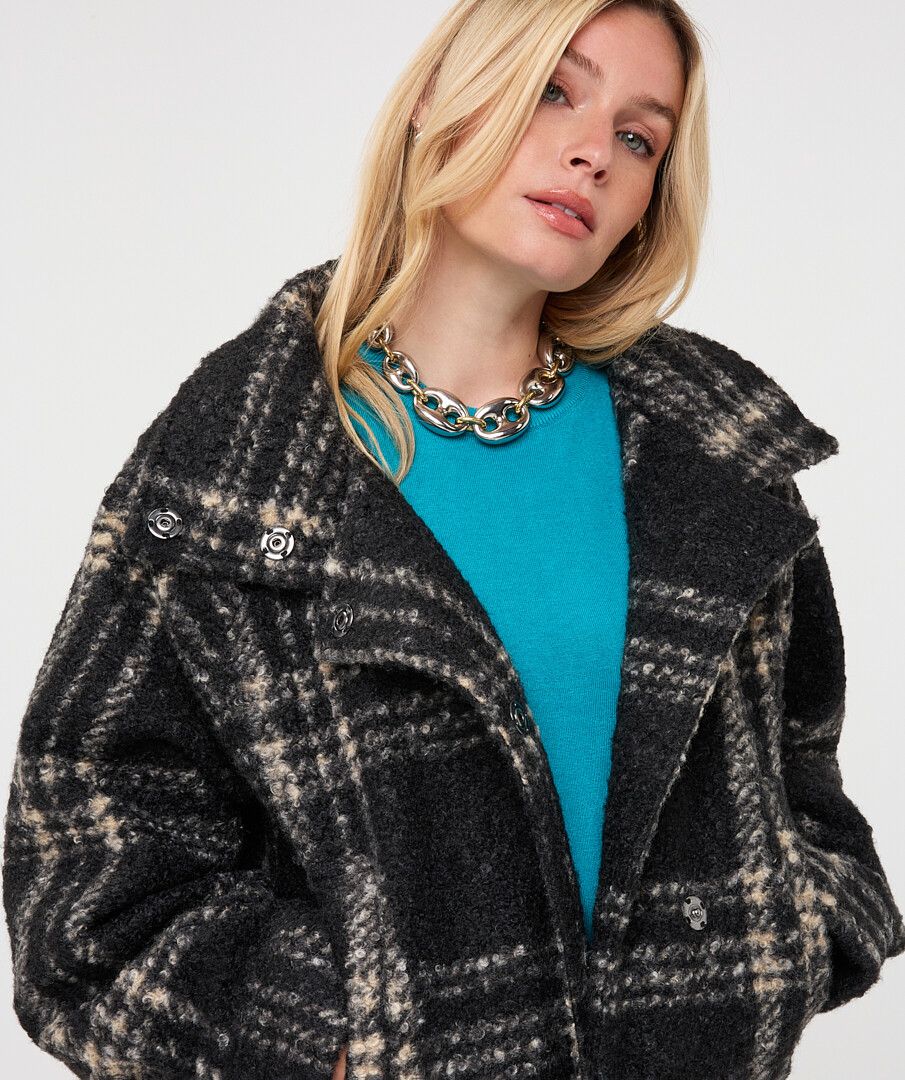 Annika Black and Gray Check Jacket