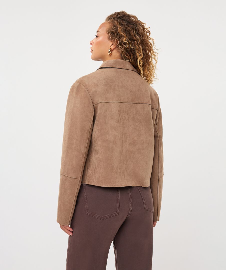 Elaine Tan Crop Suede Jacket