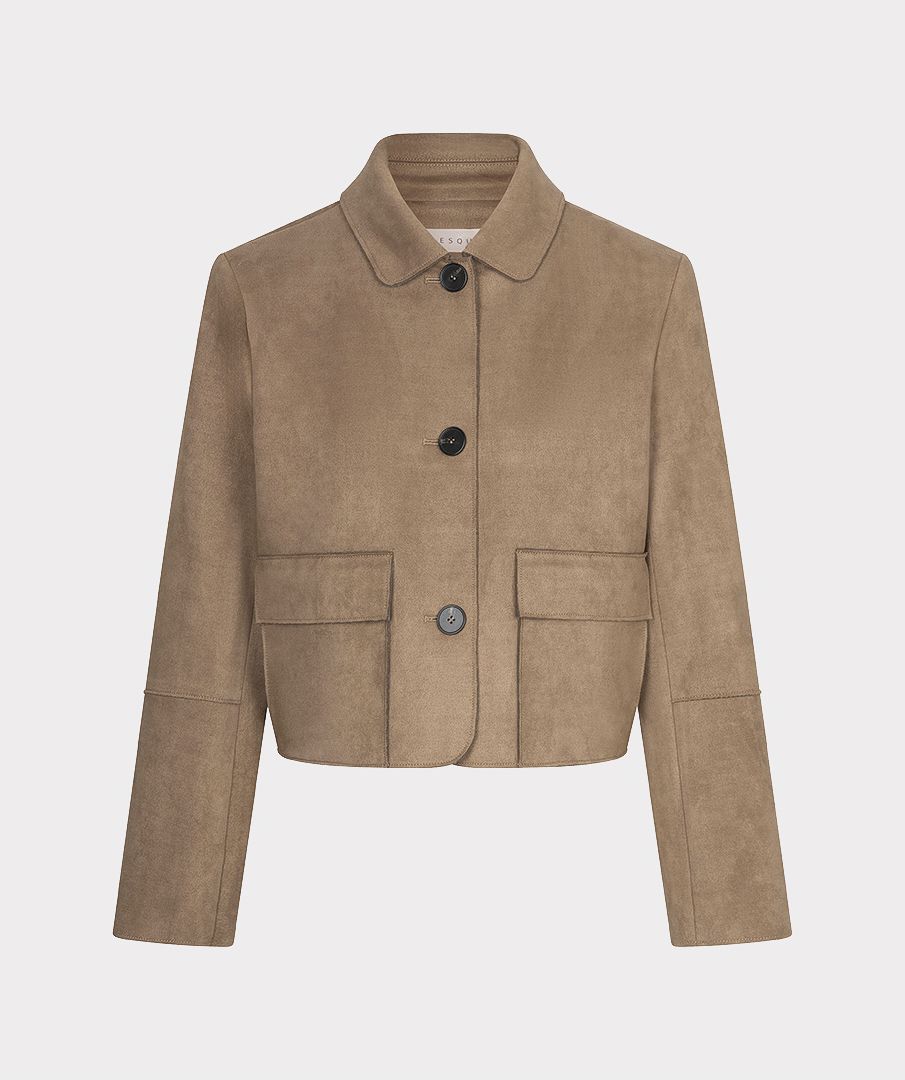 Elaine Tan Crop Suede Jacket