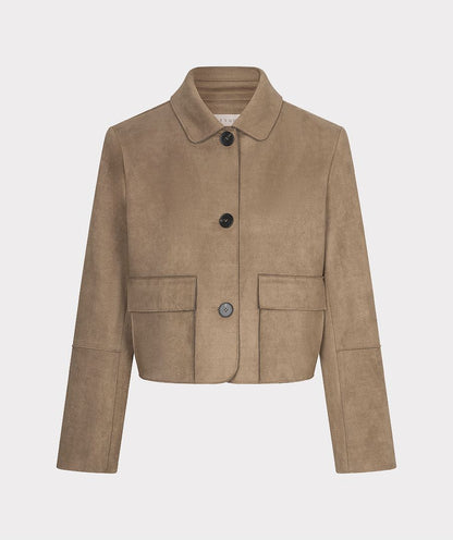 Elaine Tan Crop Suede Jacket