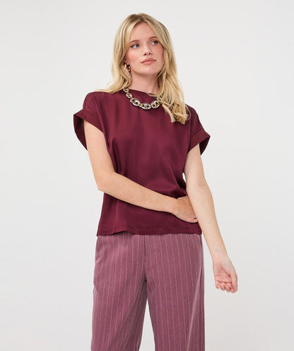Maggie Burgundy Silky Top
