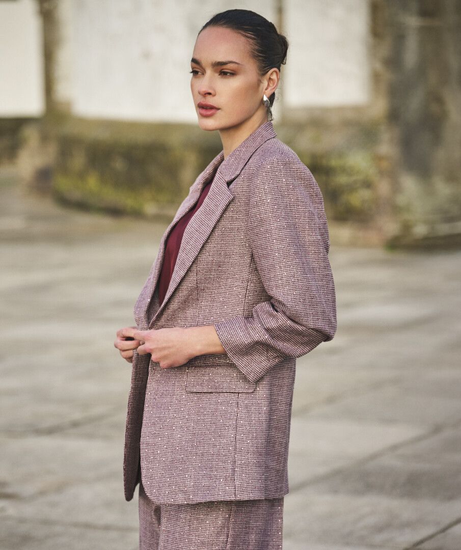 Tisha Fancy Merlot Blazer
